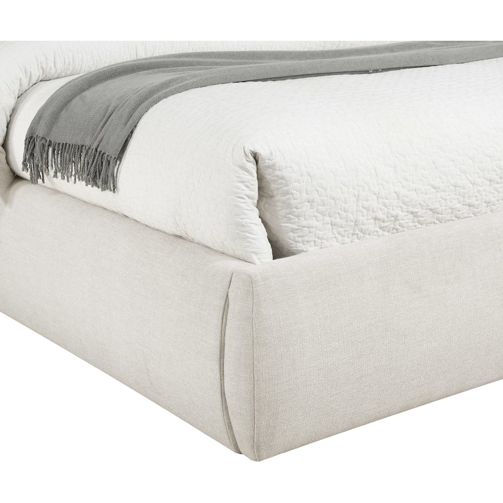 Adam Cream Linen Textured Fabric Queen Bed. Picture 5