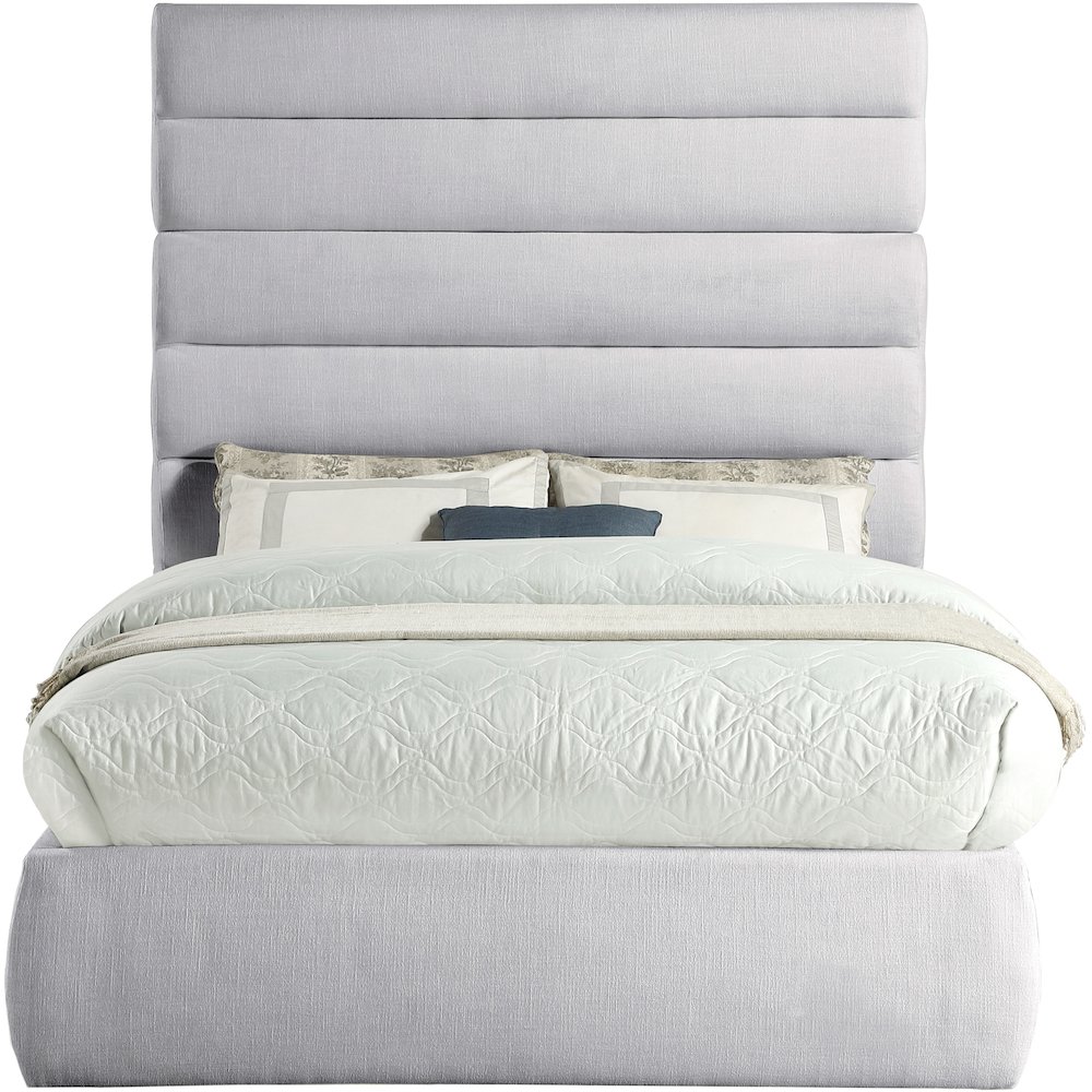 Adam Grey Linen Textured Fabric Full Bed. Picture 2