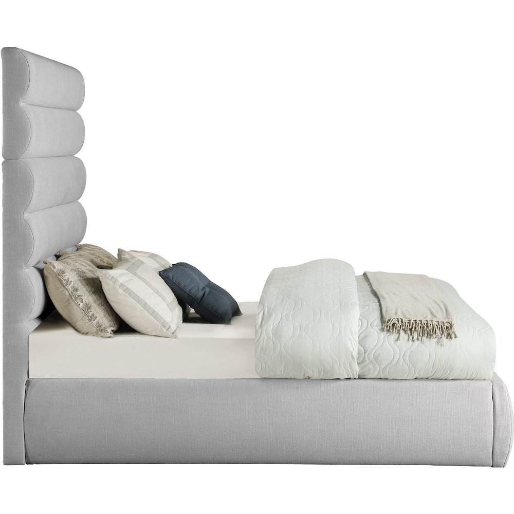 Adam Grey Linen Textured Fabric Full Bed. Picture 3