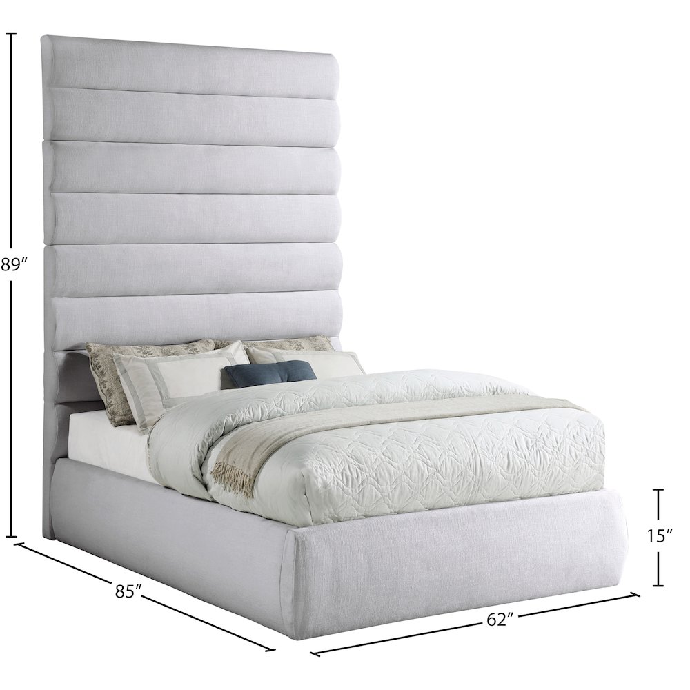 Adam Grey Linen Textured Fabric Full Bed. Picture 8