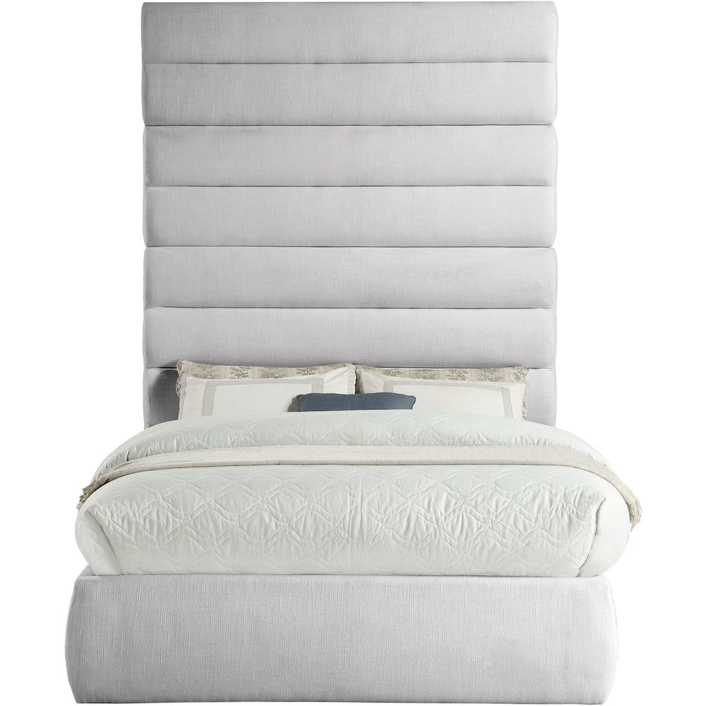 Adam Grey Linen Textured Fabric Full Bed. Picture 2
