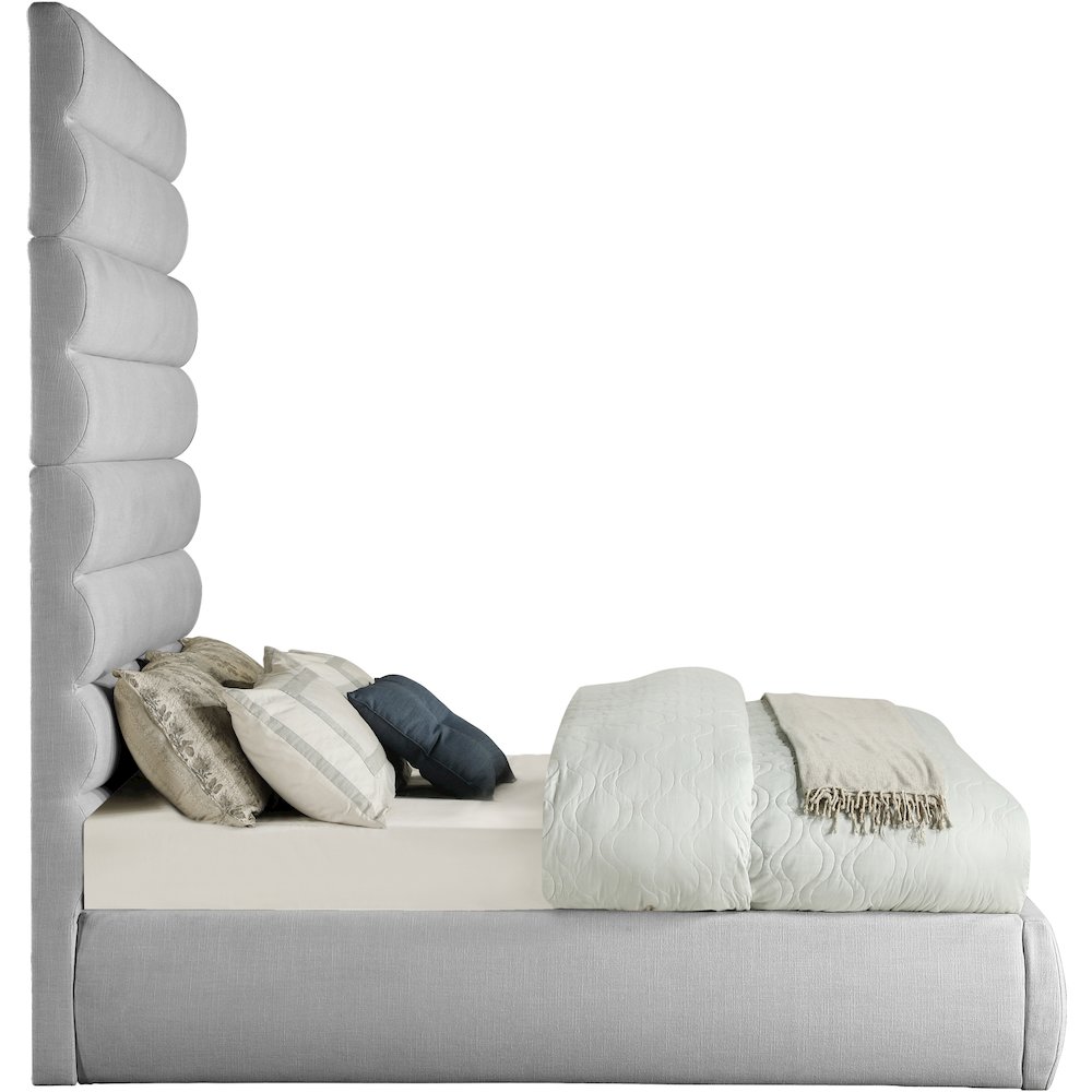 Adam Grey Linen Textured Fabric Full Bed. Picture 3