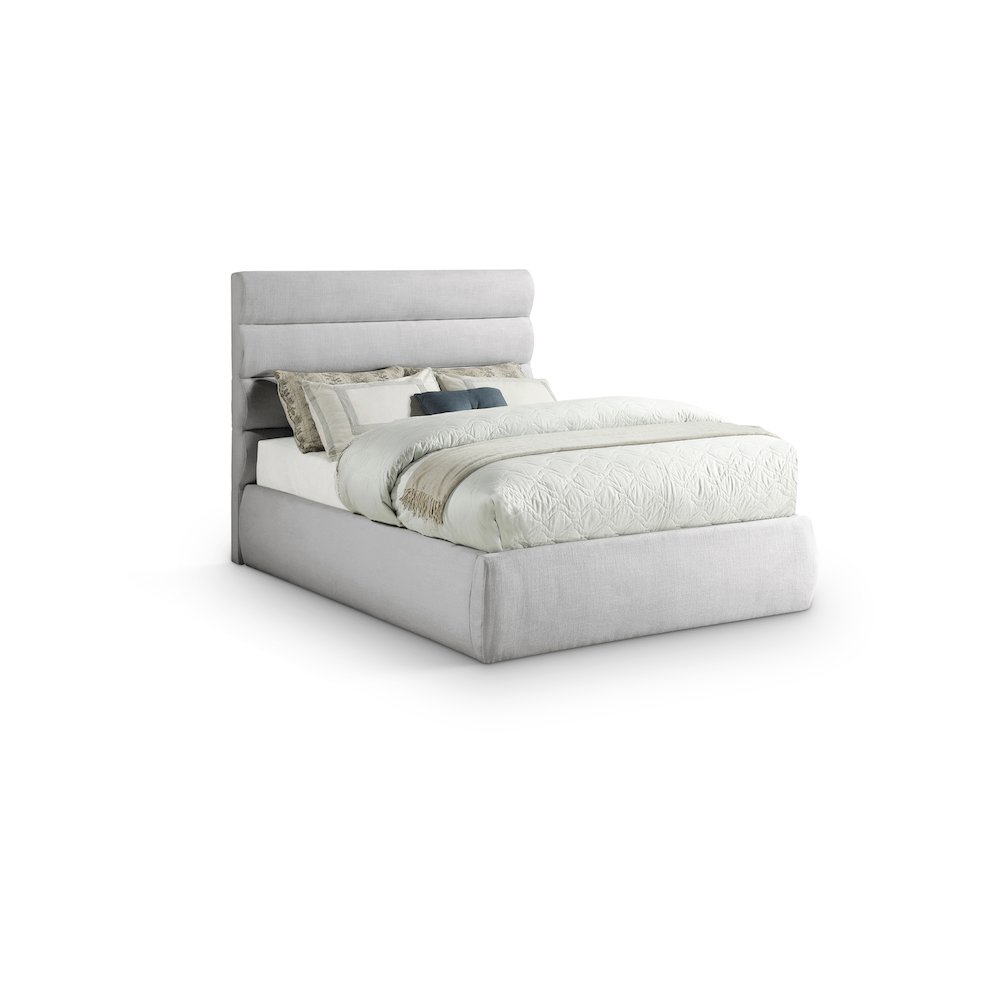 Adam Grey Linen Textured Fabric Full Bed. Picture 1