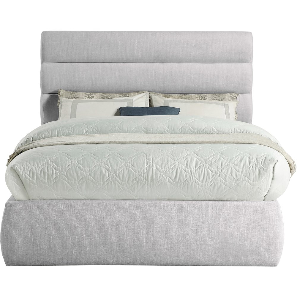 Adam Grey Linen Textured Fabric Full Bed. Picture 2