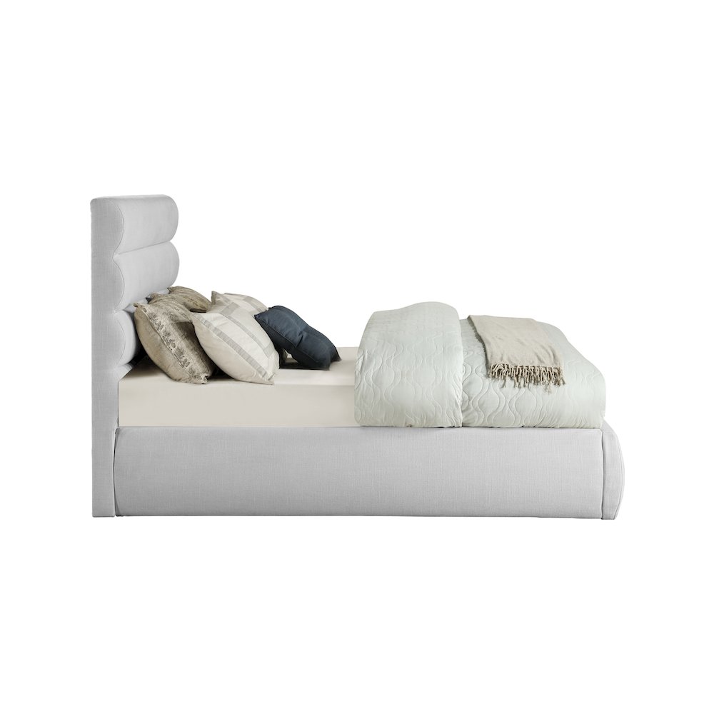 Adam Grey Linen Textured Fabric Full Bed. Picture 3