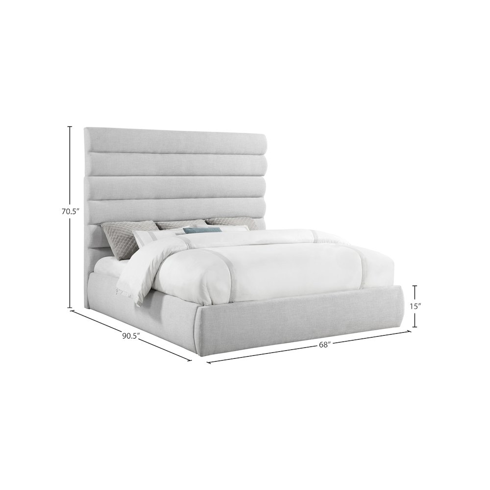 Adam Grey Linen Textured Fabric King Bed. Picture 8