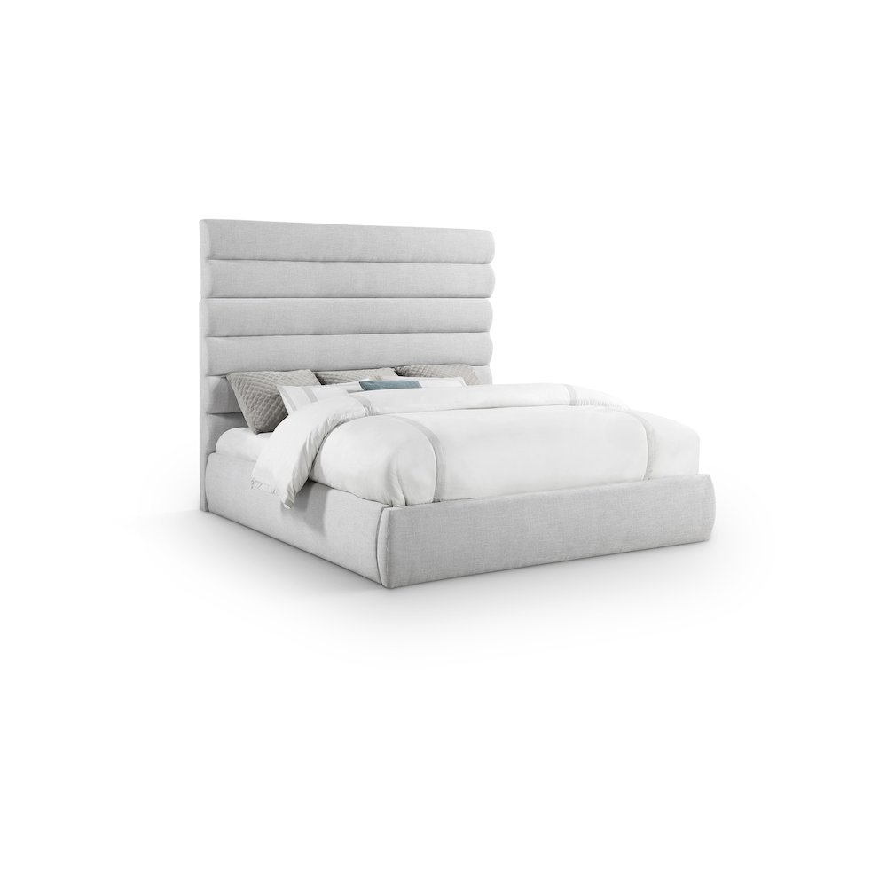 Adam Grey Linen Textured Fabric King Bed. Picture 1