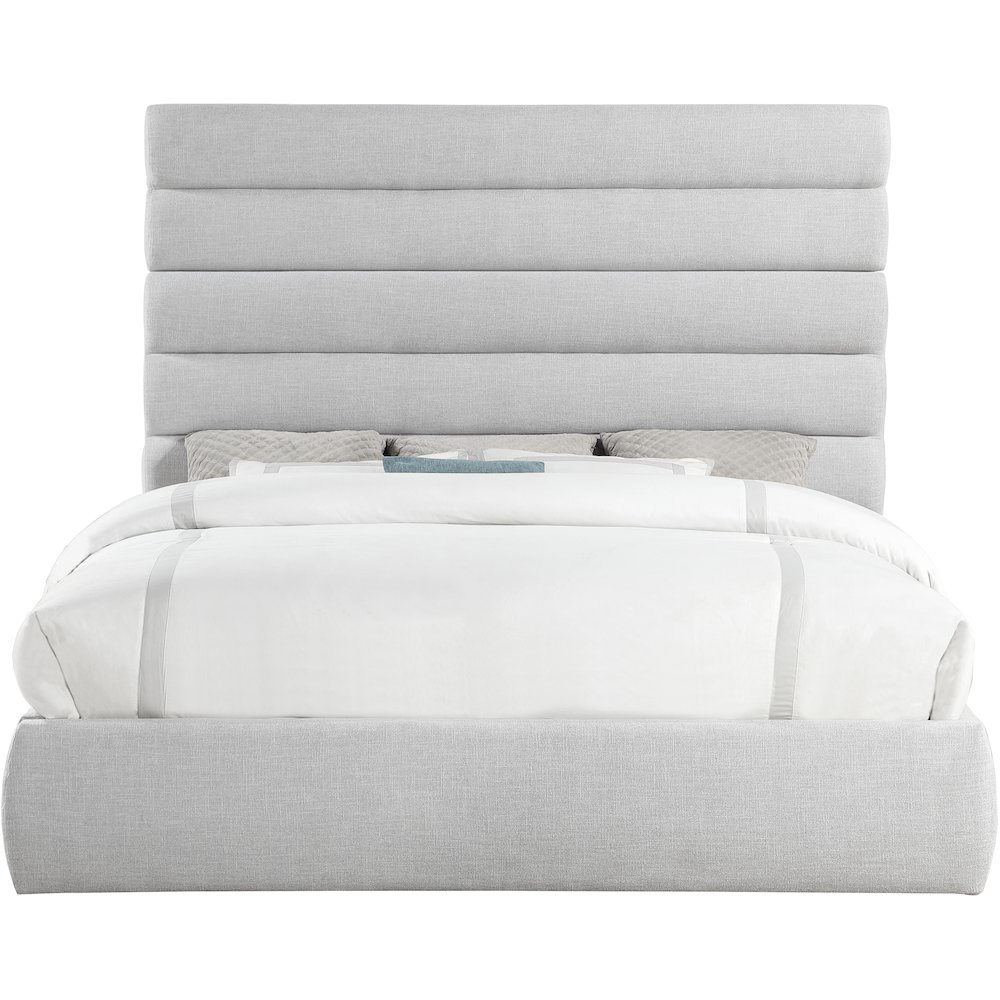 Adam Grey Linen Textured Fabric King Bed. Picture 2