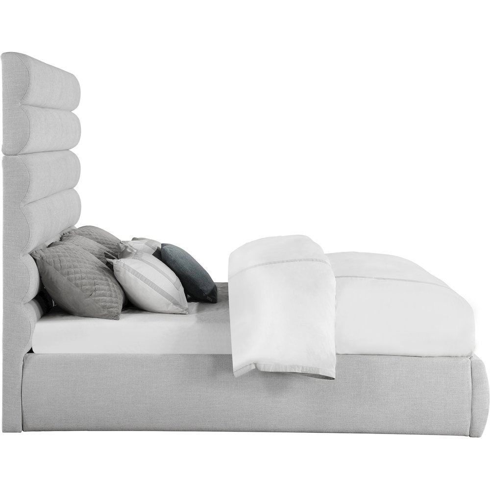 Adam Grey Linen Textured Fabric King Bed. Picture 3