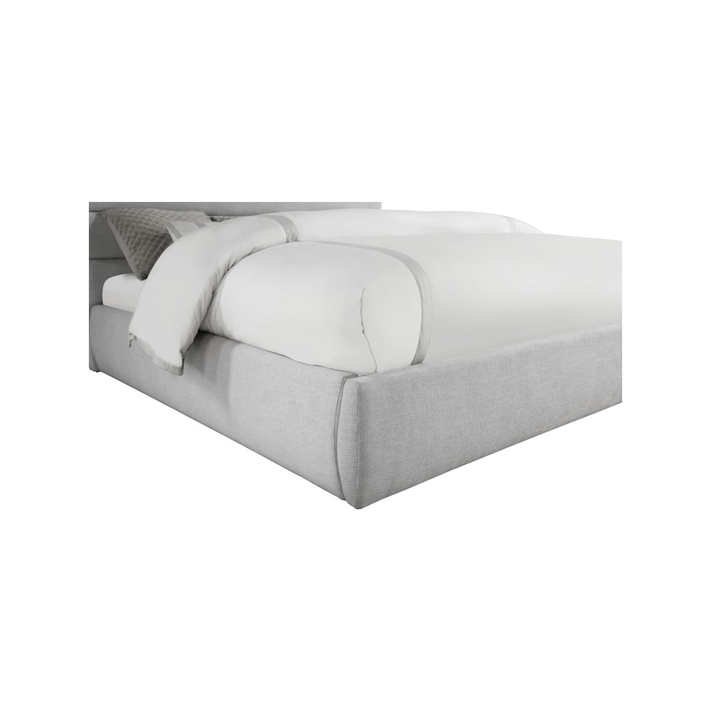 Adam Grey Linen Textured Fabric King Bed. Picture 5