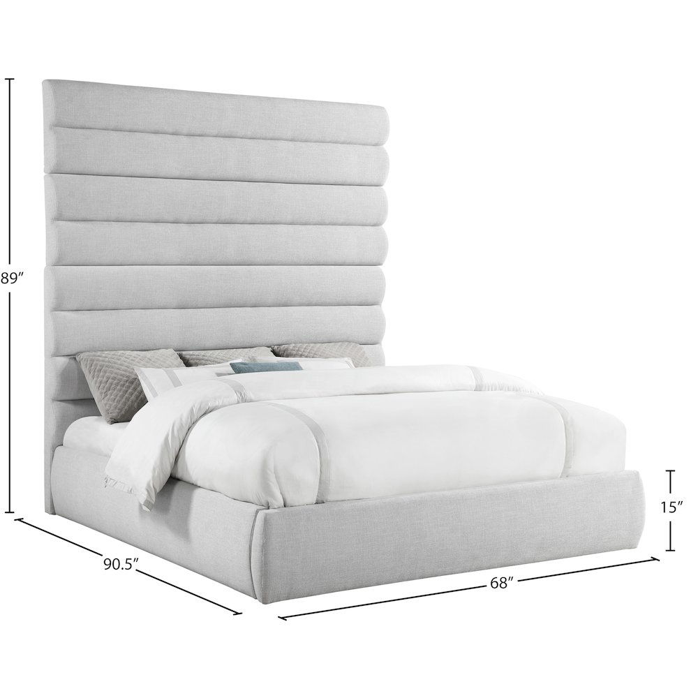 Adam Grey Linen Textured Fabric King Bed. Picture 8