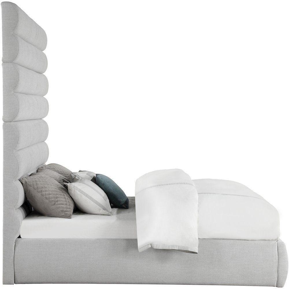 Adam Grey Linen Textured Fabric King Bed. Picture 3