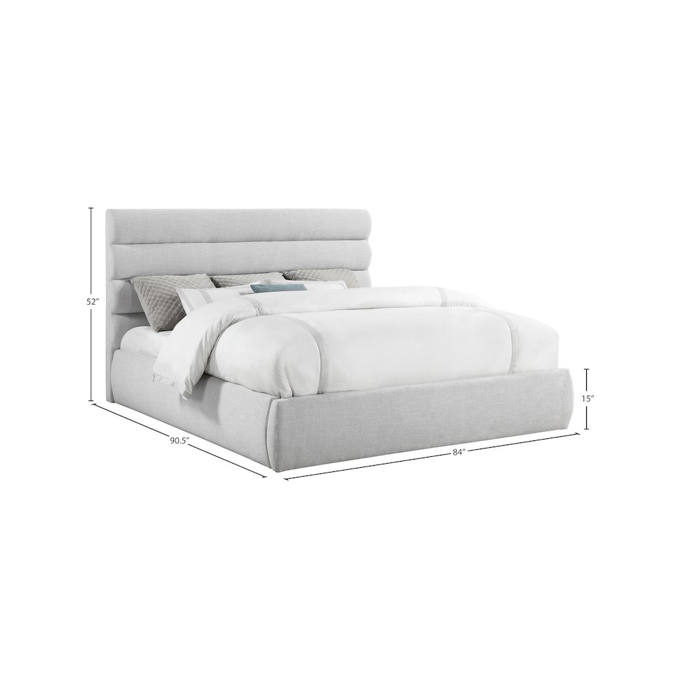Adam Grey Linen Textured Fabric King Bed. Picture 8
