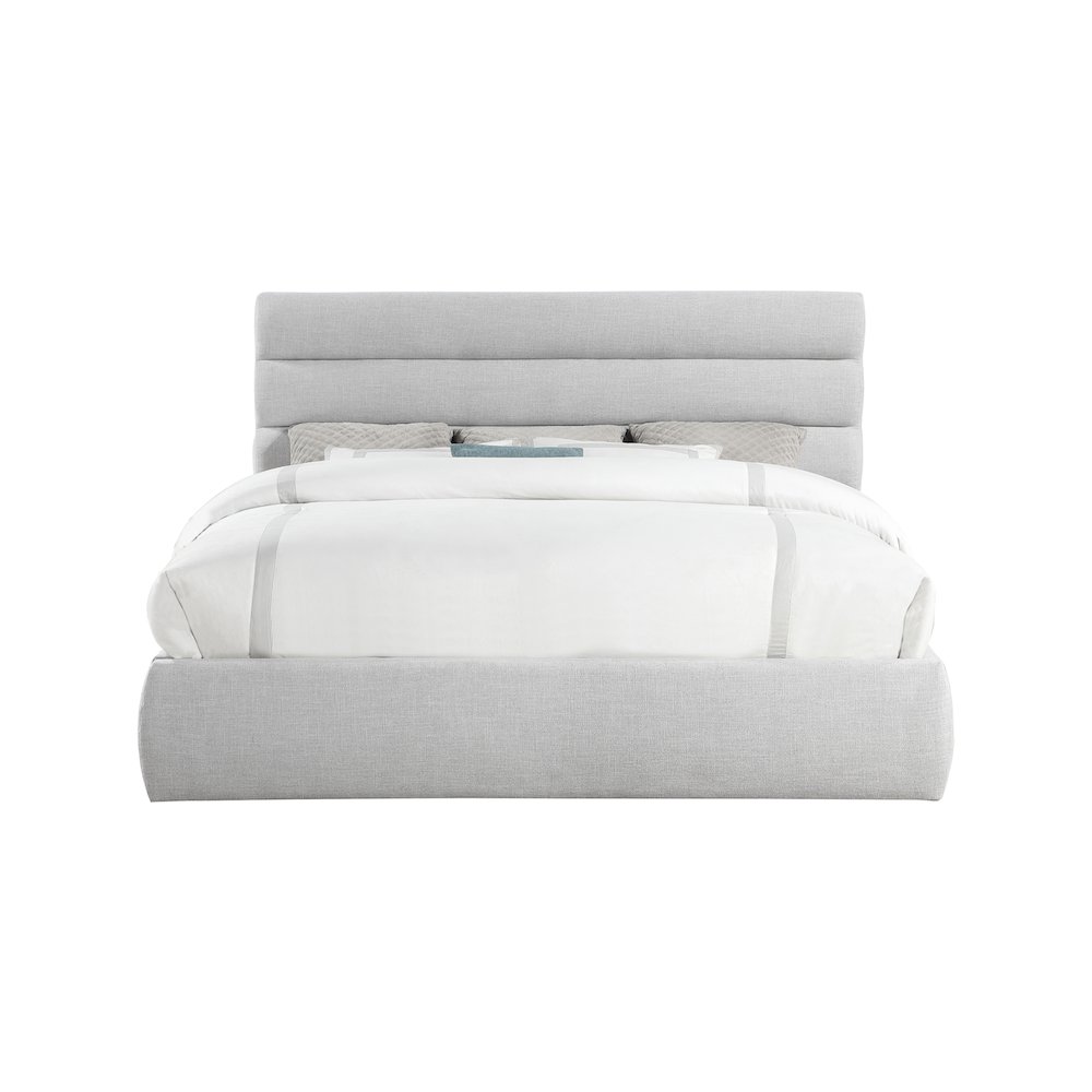 Adam Grey Linen Textured Fabric King Bed. Picture 2