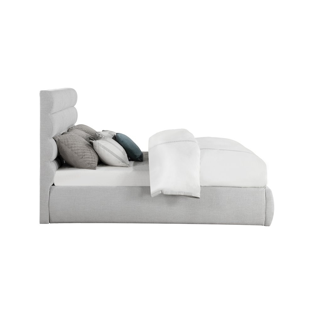 Adam Grey Linen Textured Fabric King Bed. Picture 3