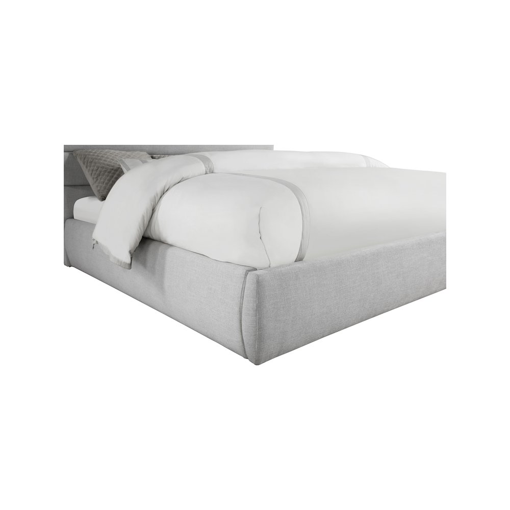 Adam Grey Linen Textured Fabric King Bed. Picture 5