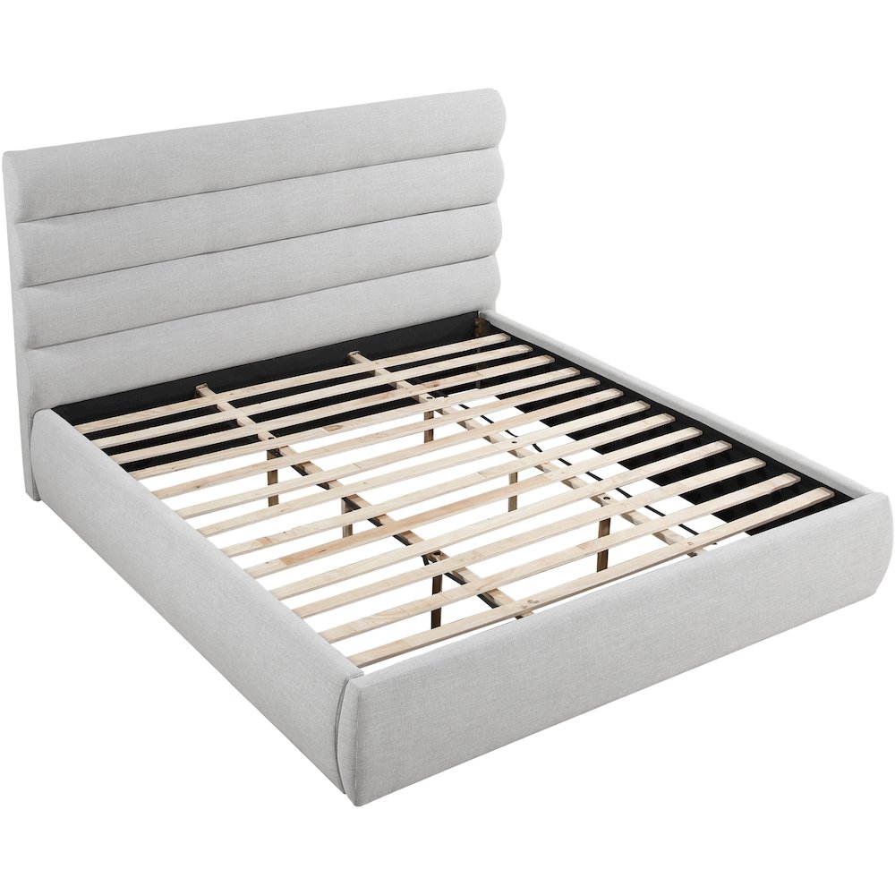 Adam Grey Linen Textured Fabric King Bed. Picture 6