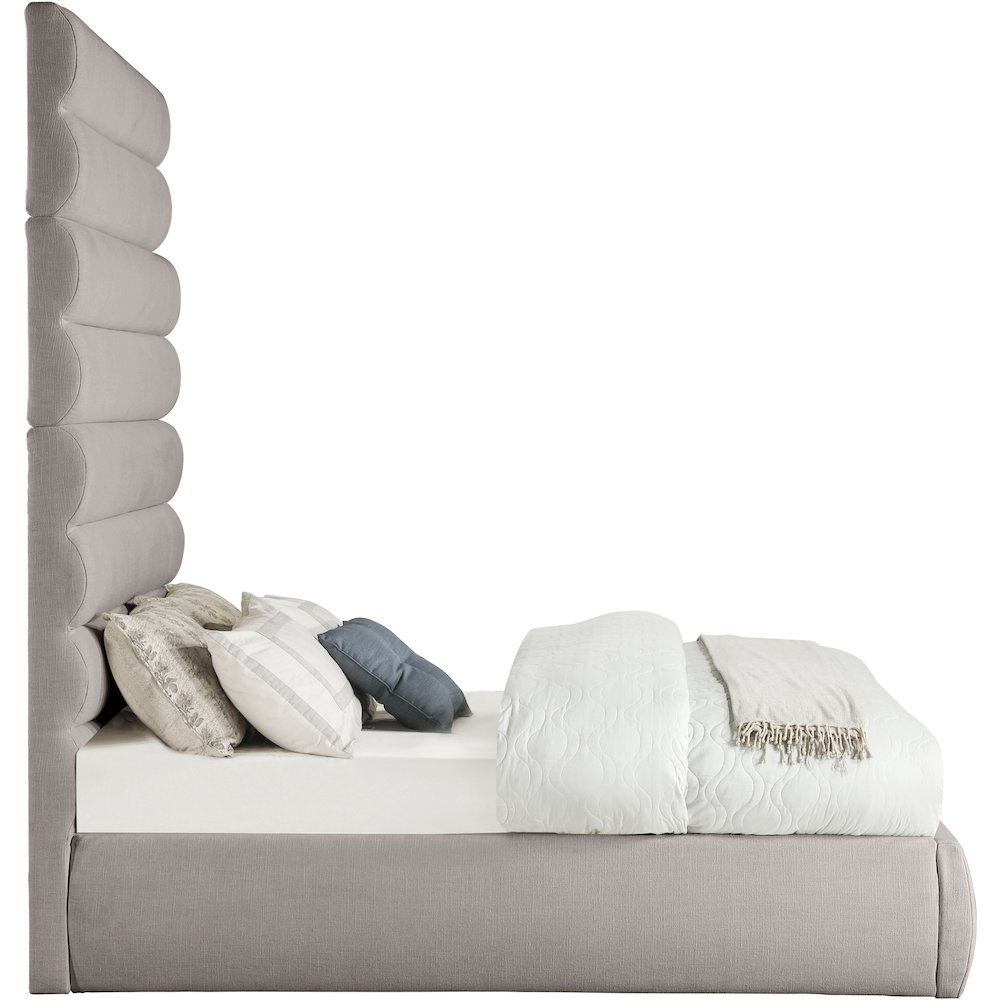 Adam Taupe Linen Textured Fabric Full Bed. Picture 3