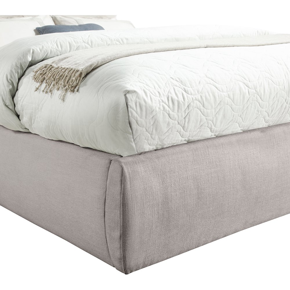 Adam Taupe Linen Textured Fabric Full Bed. Picture 5