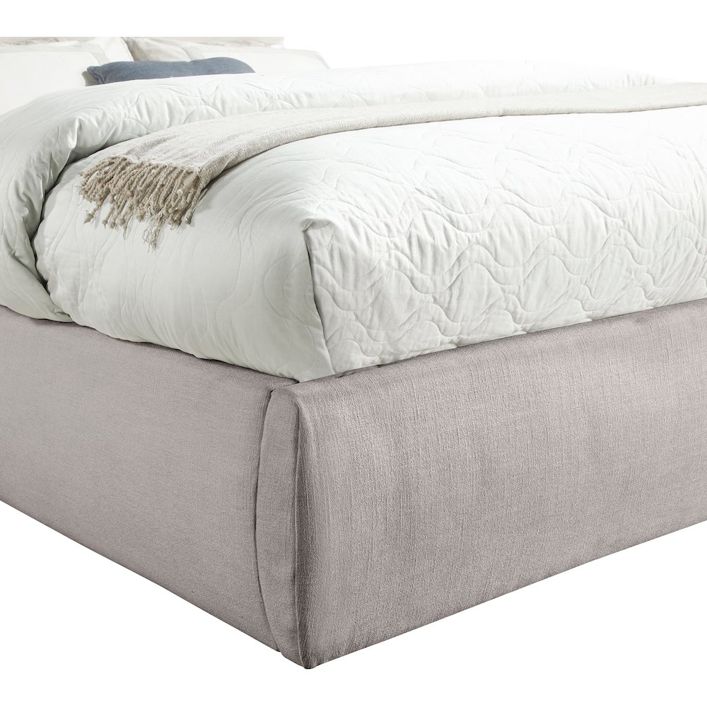 Adam Taupe Linen Textured Fabric Full Bed. Picture 5
