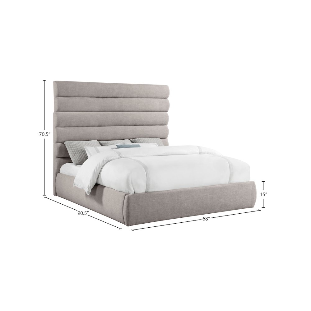 Adam Taupe Linen Textured Fabric King Bed. Picture 8