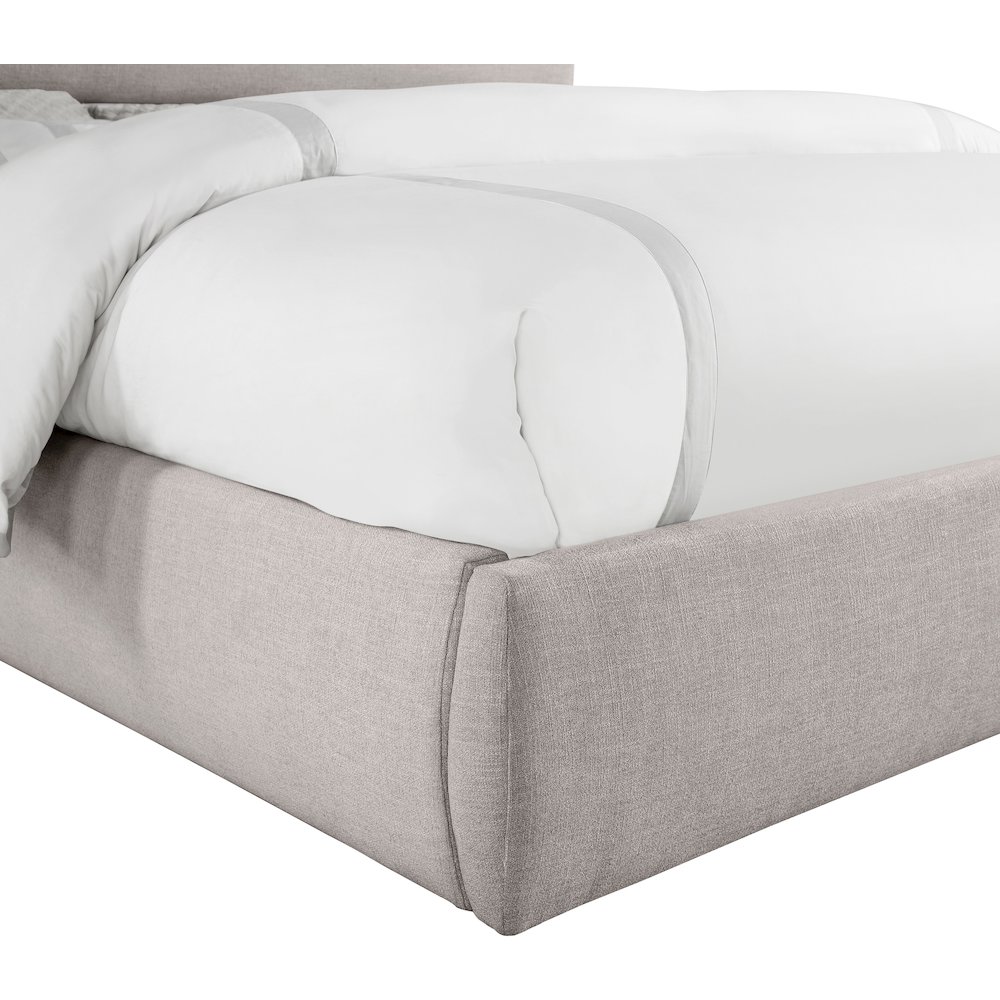 Adam Taupe Linen Textured Fabric King Bed. Picture 5