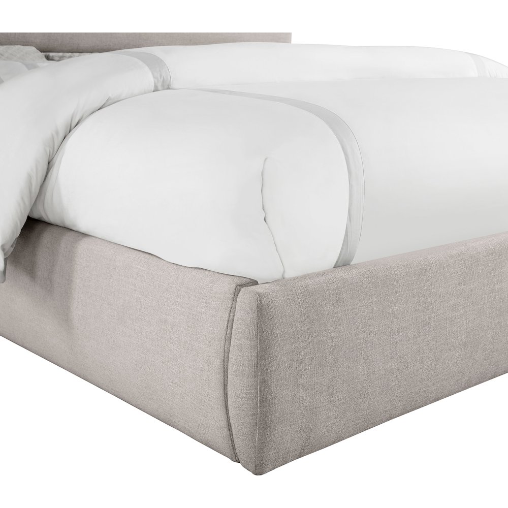 Adam Taupe Linen Textured Fabric King Bed. Picture 5