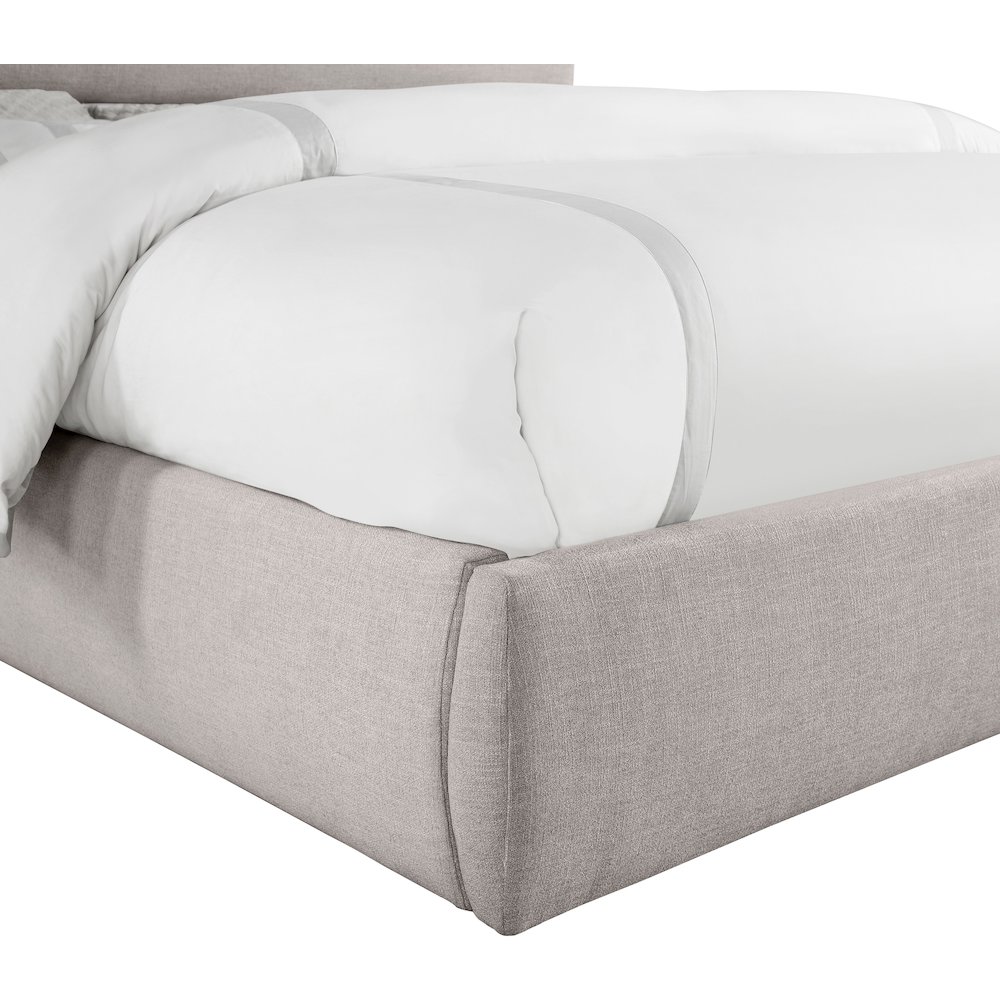 Adam Taupe Linen Textured Fabric King Bed. Picture 5
