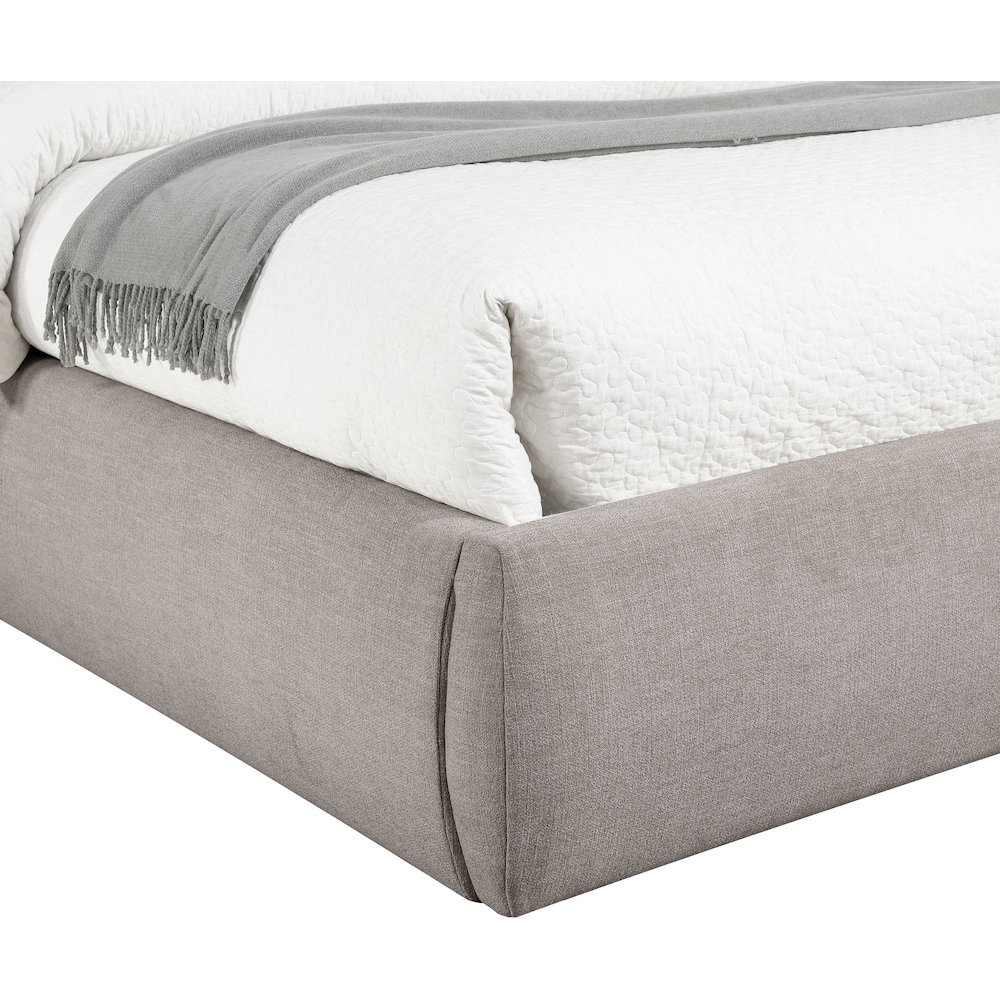 Adam Taupe Linen Textured Fabric Queen Bed. Picture 5