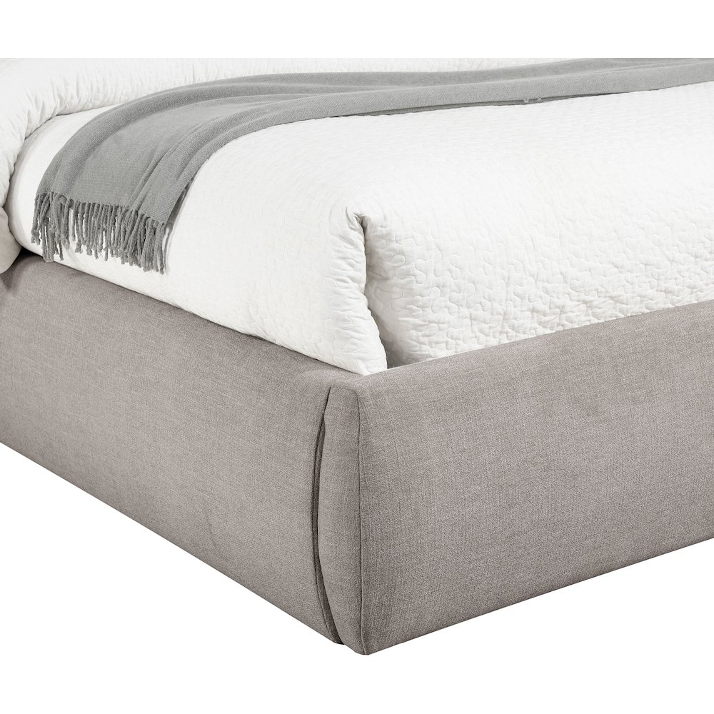 Adam Taupe Linen Textured Fabric Queen Bed. Picture 5