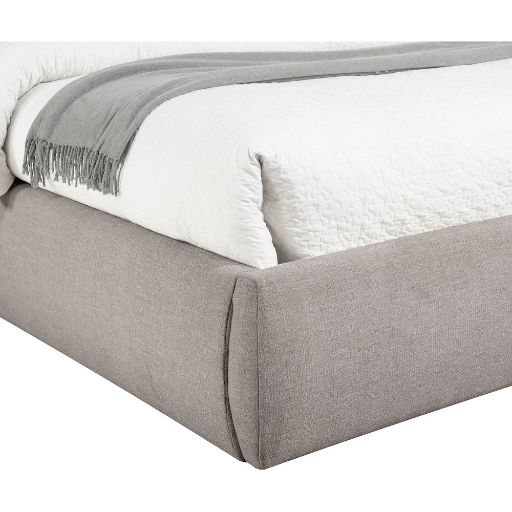 Adam Taupe Linen Textured Fabric Queen Bed. Picture 5