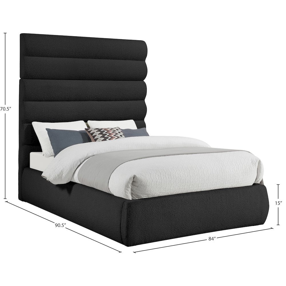 Adam Black Boucle Fabric King Bed. Picture 8