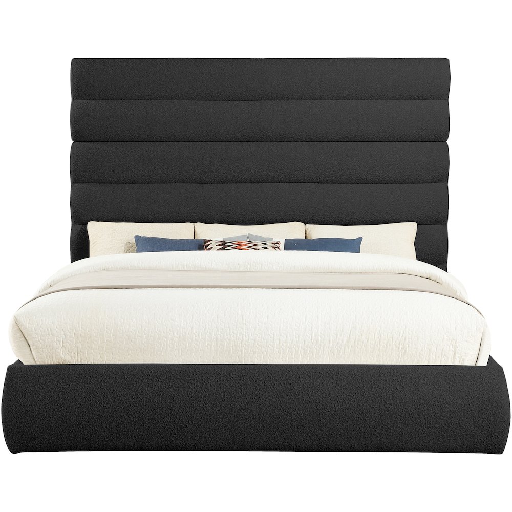 Adam Black Boucle Fabric King Bed. Picture 2