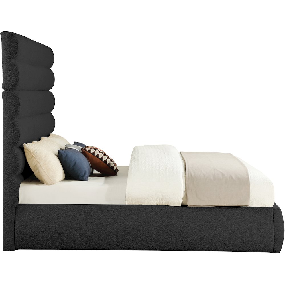 Adam Black Boucle Fabric King Bed. Picture 3