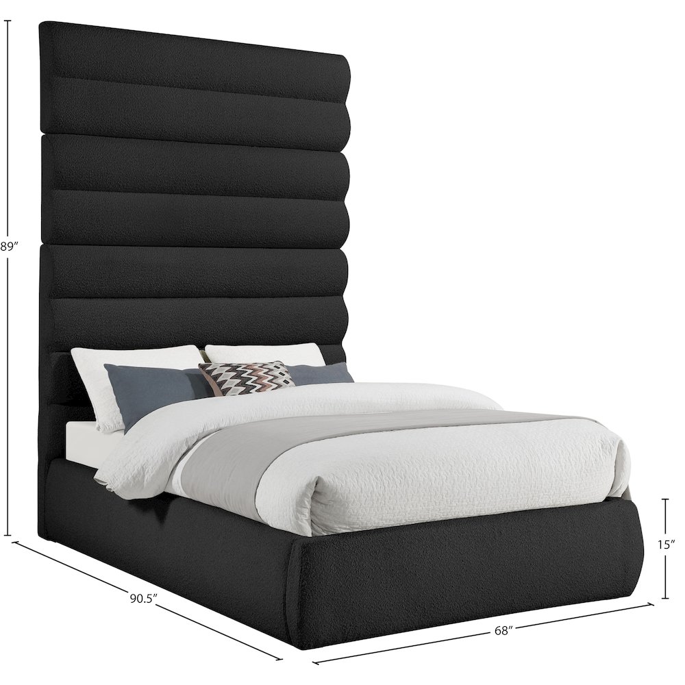 Adam Black Boucle Fabric King Bed. Picture 8