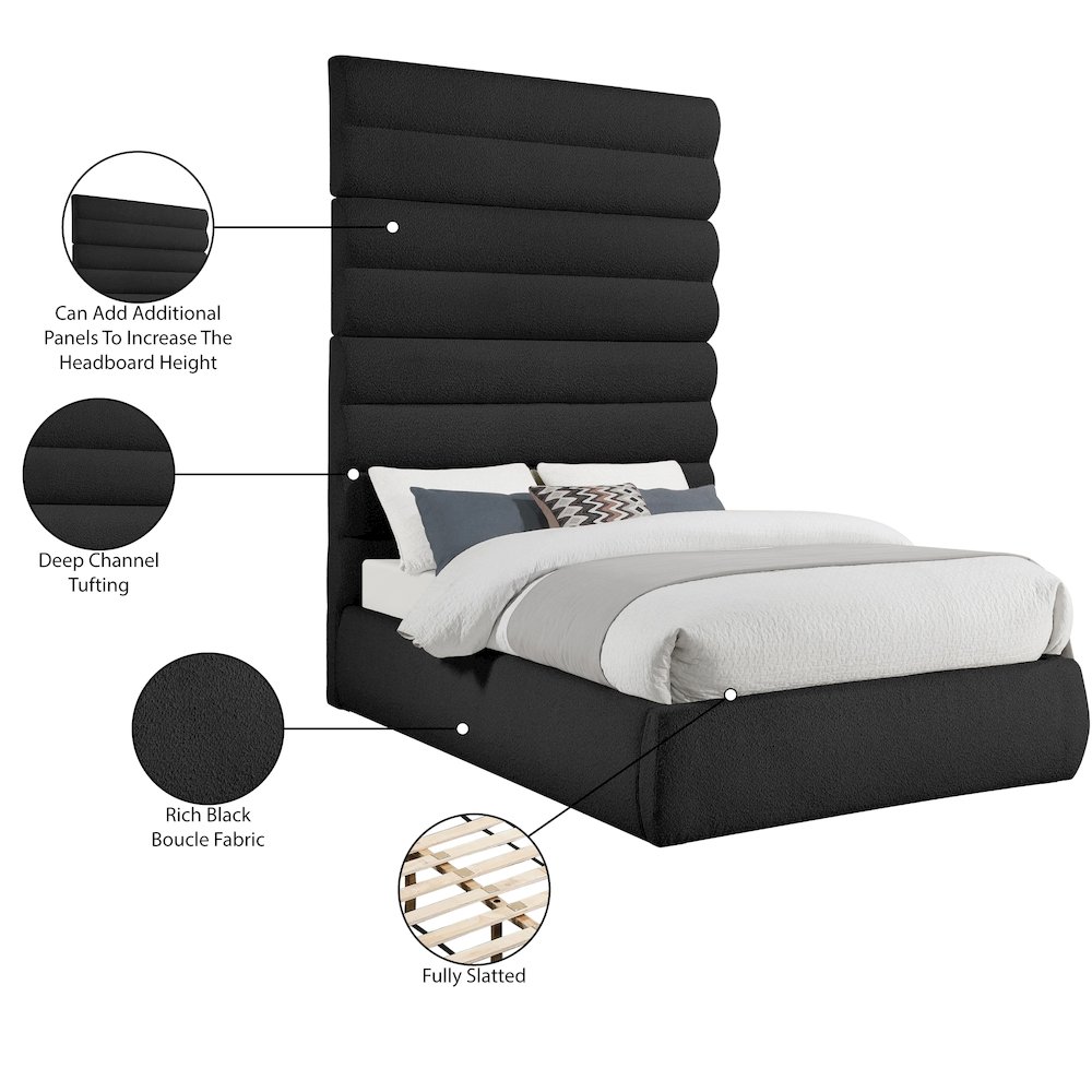 Adam Black Boucle Fabric King Bed. Picture 9