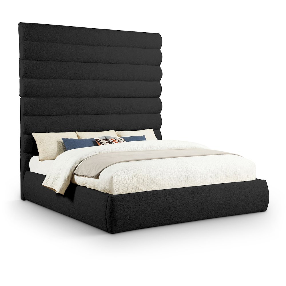 Adam Black Boucle Fabric King Bed. Picture 1