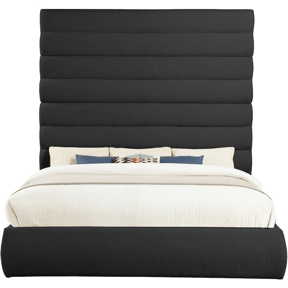 Adam Black Boucle Fabric King Bed. Picture 2