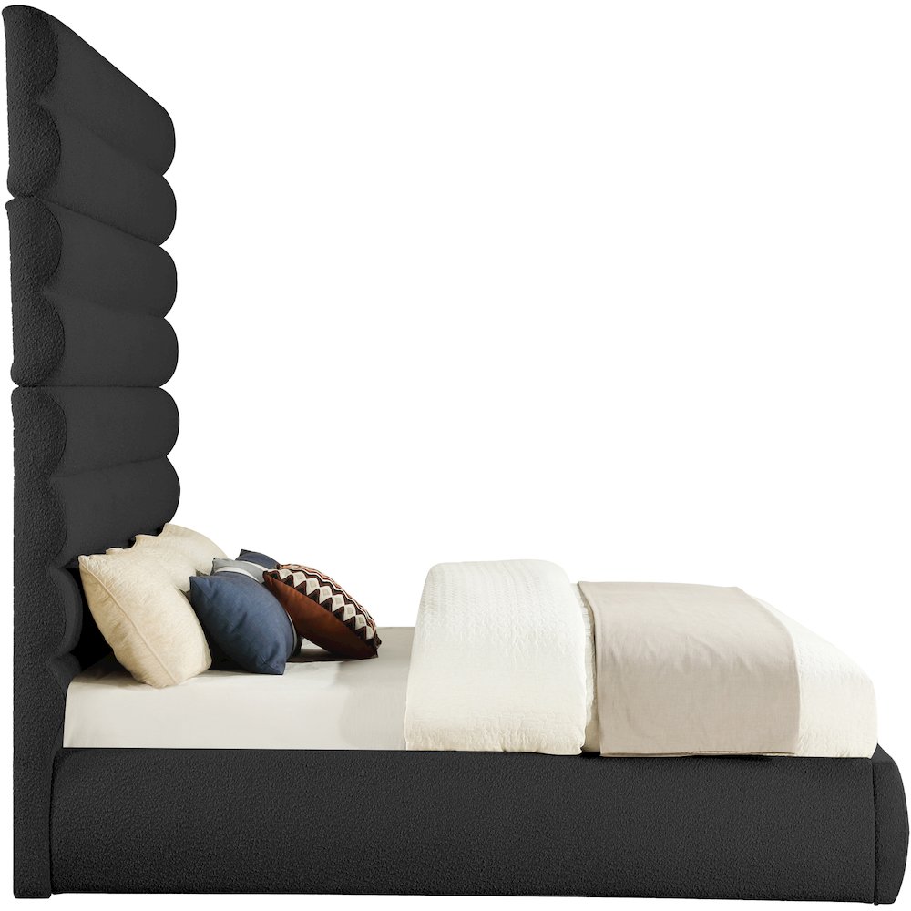 Adam Black Boucle Fabric King Bed. Picture 3