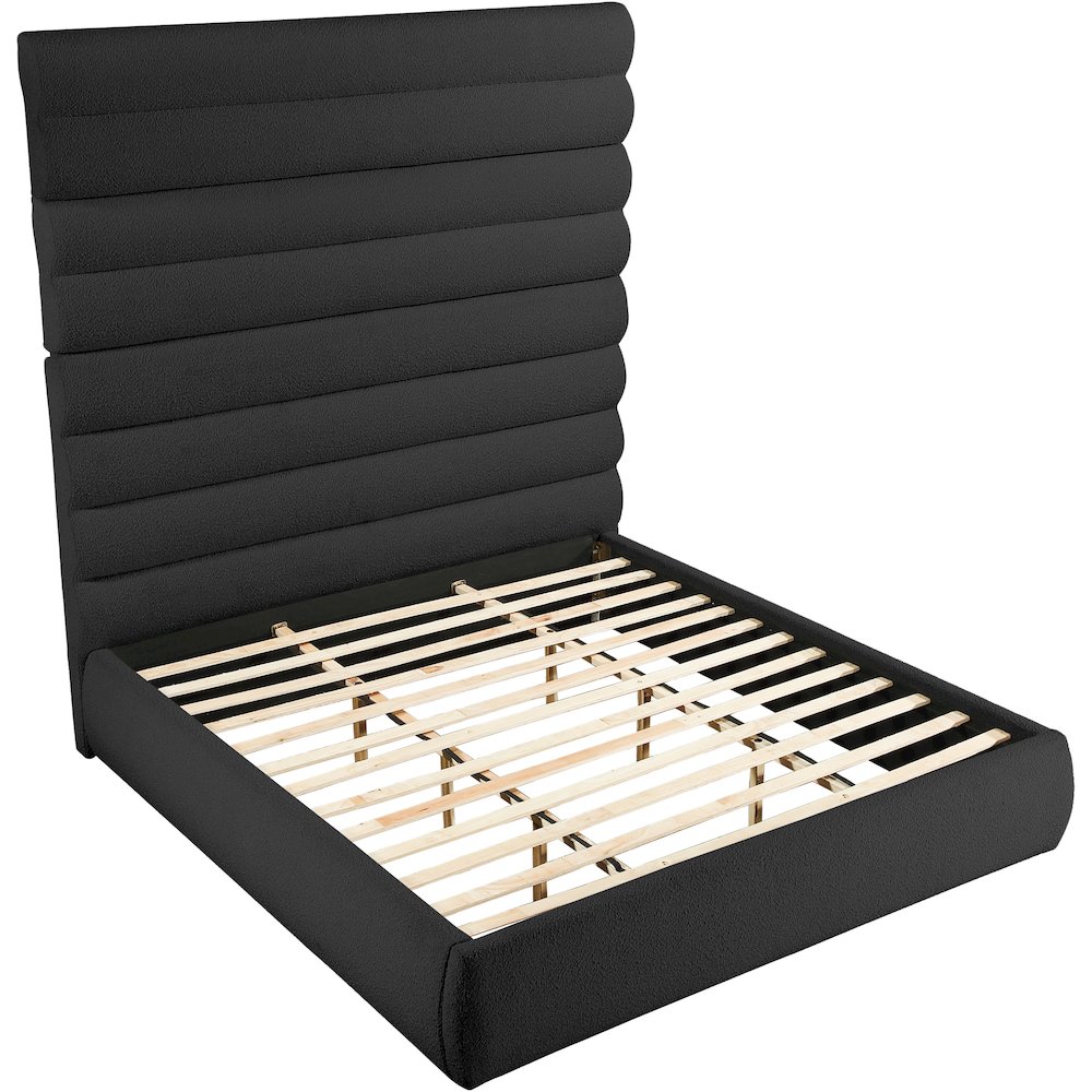 Adam Black Boucle Fabric King Bed. Picture 5