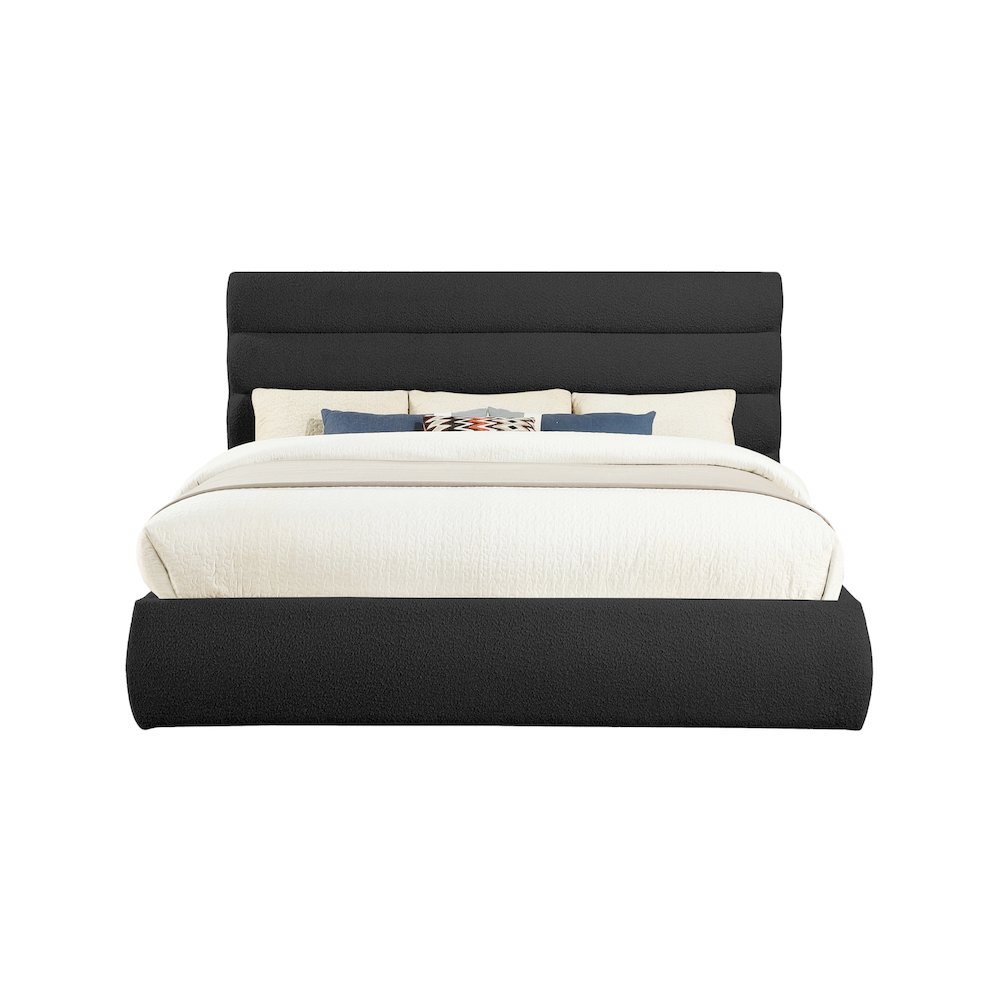 Adam Black Boucle Fabric King Bed. Picture 2