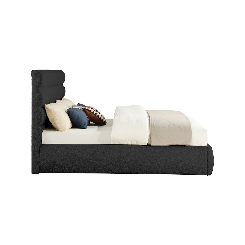 Adam Black Boucle Fabric King Bed. Picture 3
