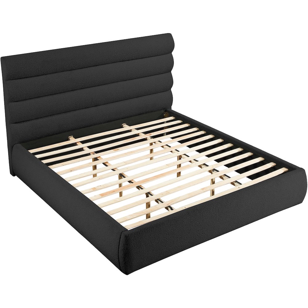 Adam Black Boucle Fabric King Bed. Picture 5