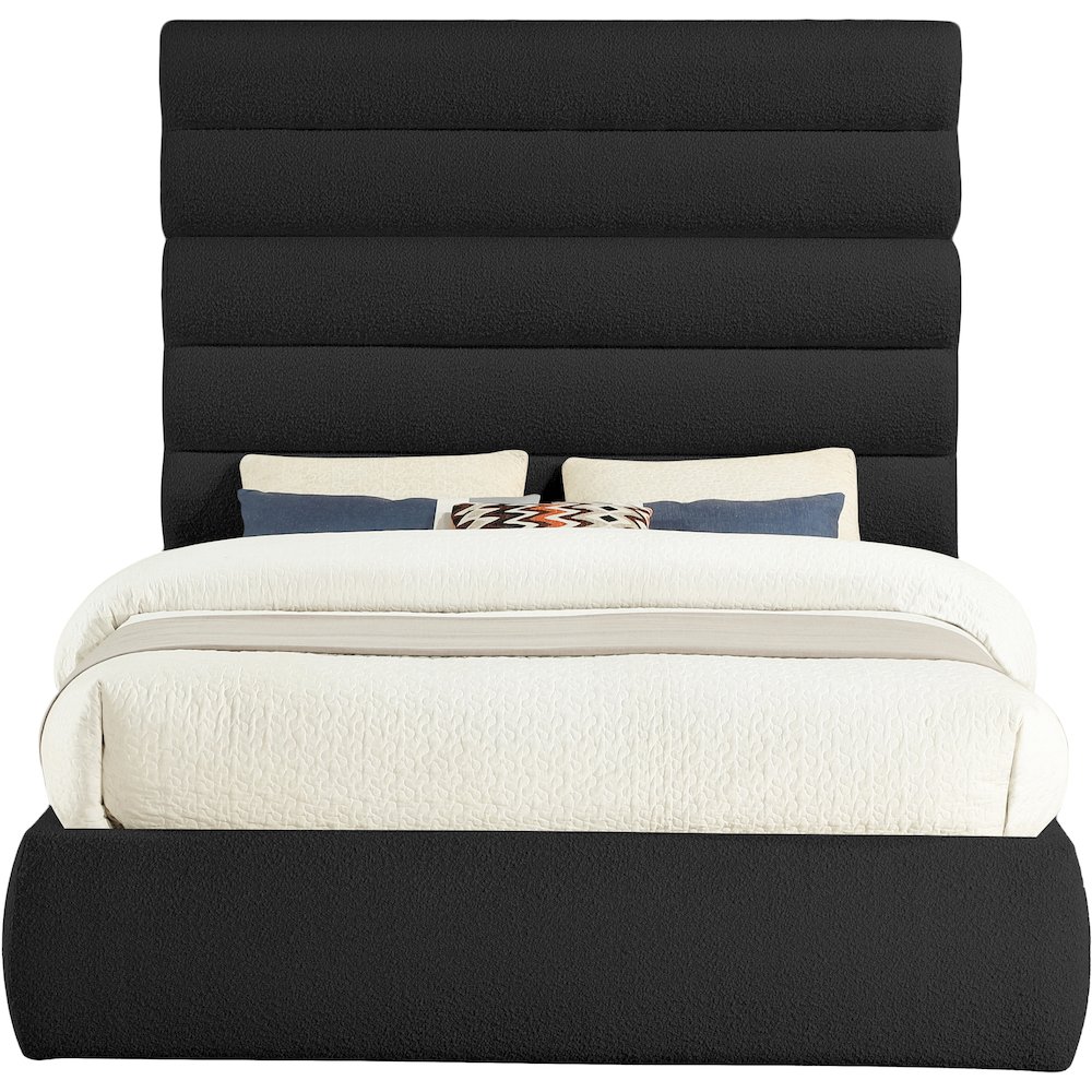 Adam Black Boucle Fabric Queen Bed. Picture 2