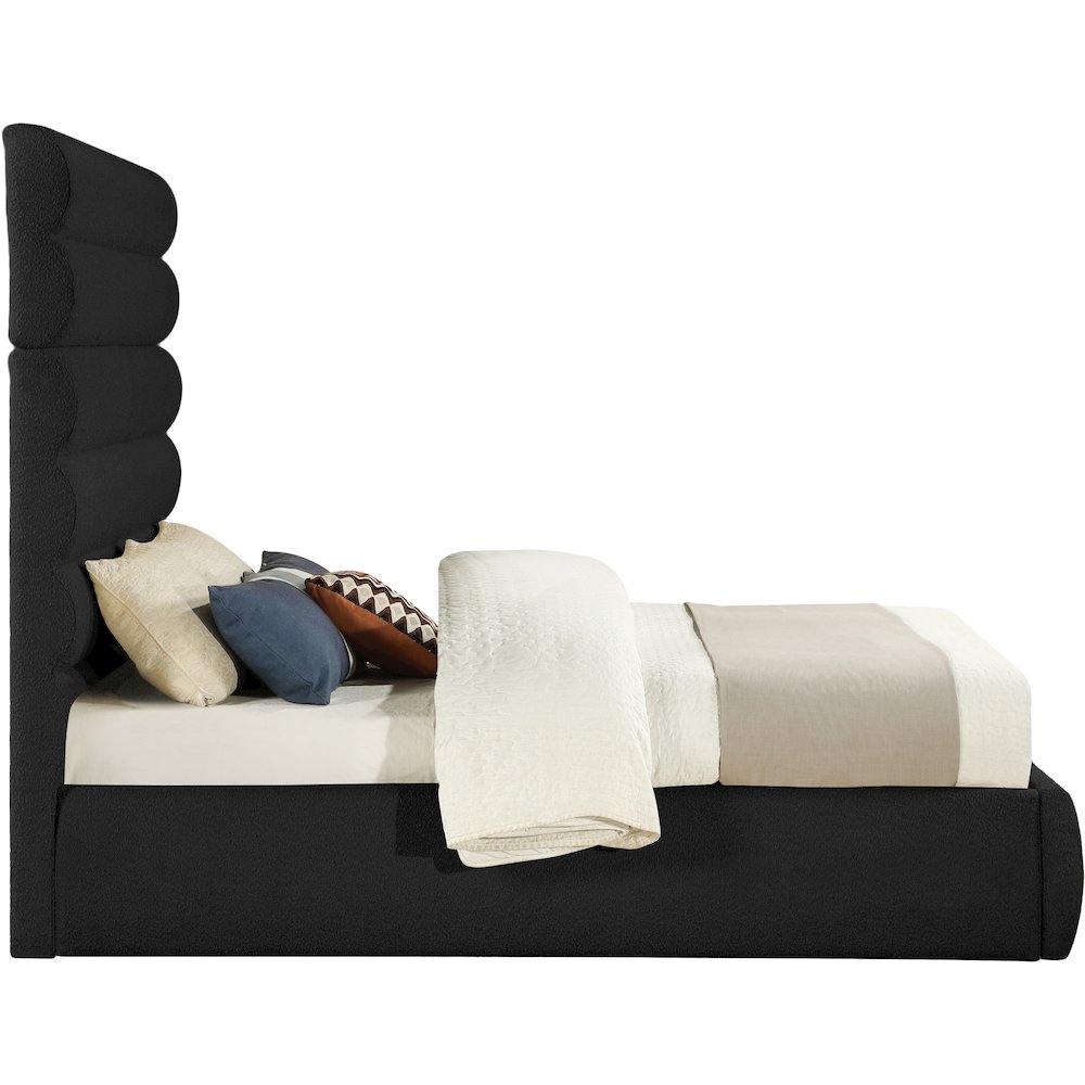 Adam Black Boucle Fabric Queen Bed. Picture 3