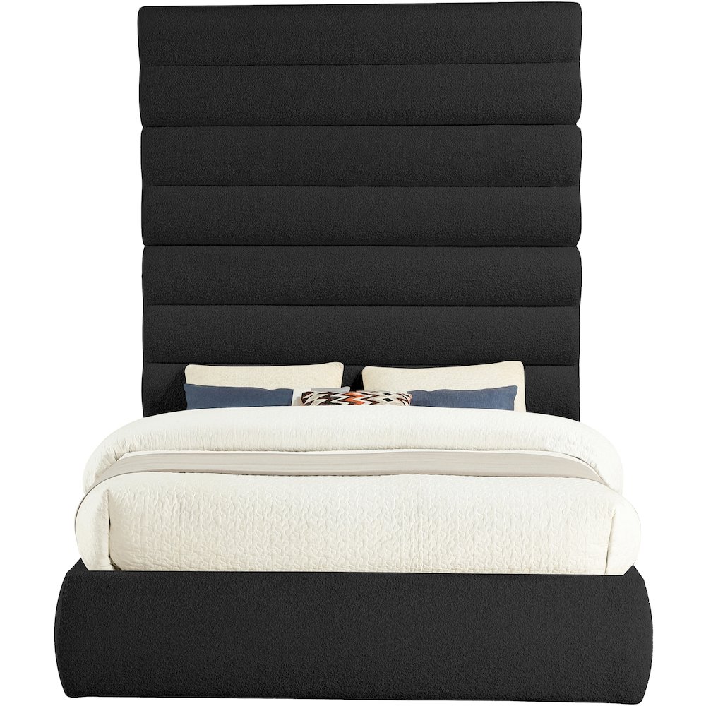 Adam Black Boucle Fabric Queen Bed. Picture 2