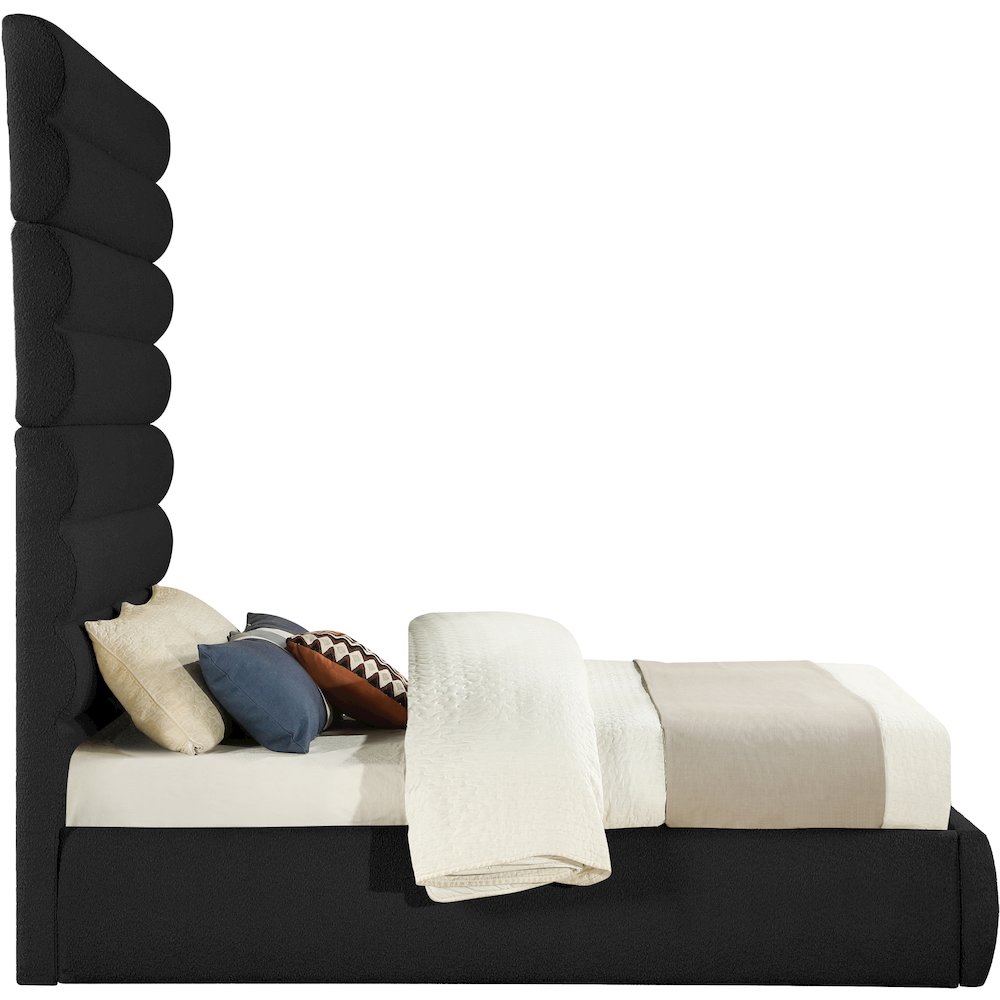 Adam Black Boucle Fabric Queen Bed. Picture 3