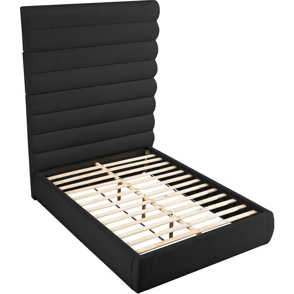 Adam Black Boucle Fabric Queen Bed. Picture 5
