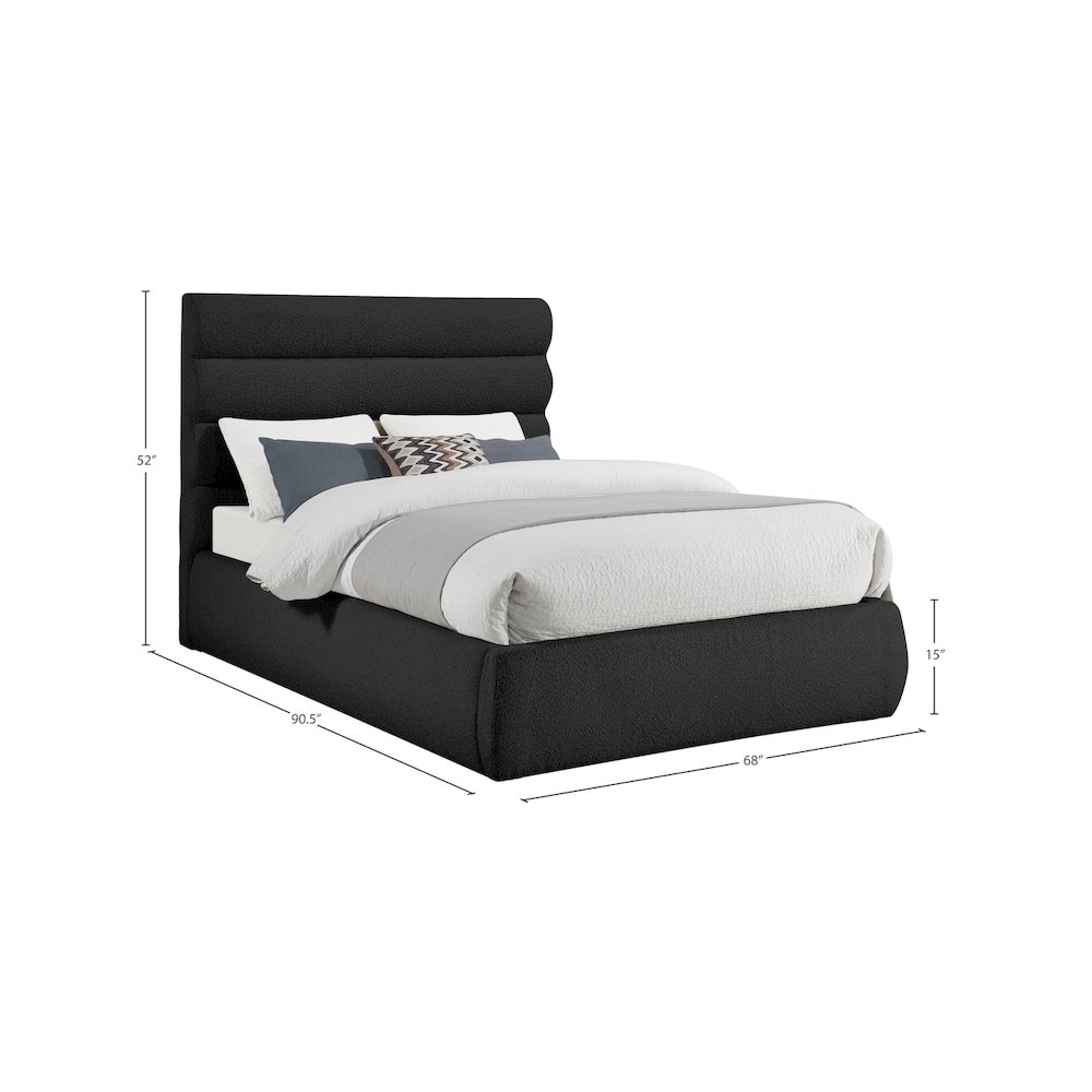 Adam Black Boucle Fabric Queen Bed. Picture 8