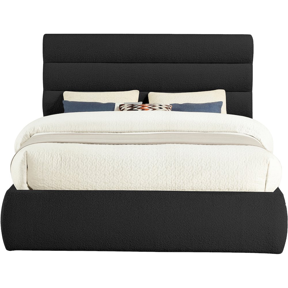 Adam Black Boucle Fabric Queen Bed. Picture 2